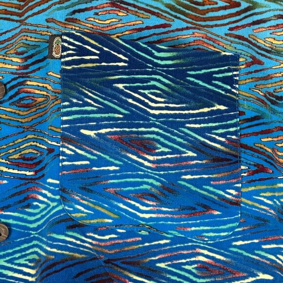 Vintage Pineapple Connection Hawaiian Shirt Men S Blue Disco Short Sleeve - Picture 7 of 10
